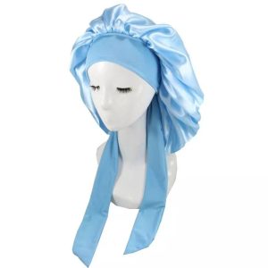 bonnet satin large à bandes