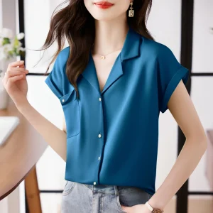 Chemise Manche Courte Satin Femme